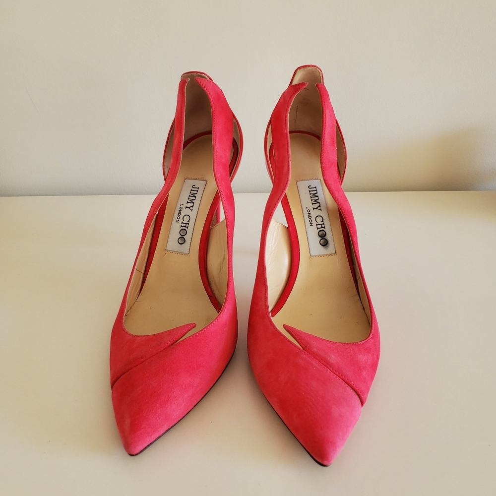 ❗SOLD❗Jimmy Choo Saga Suede Flame Cutout Pump - Picture 5 of 6